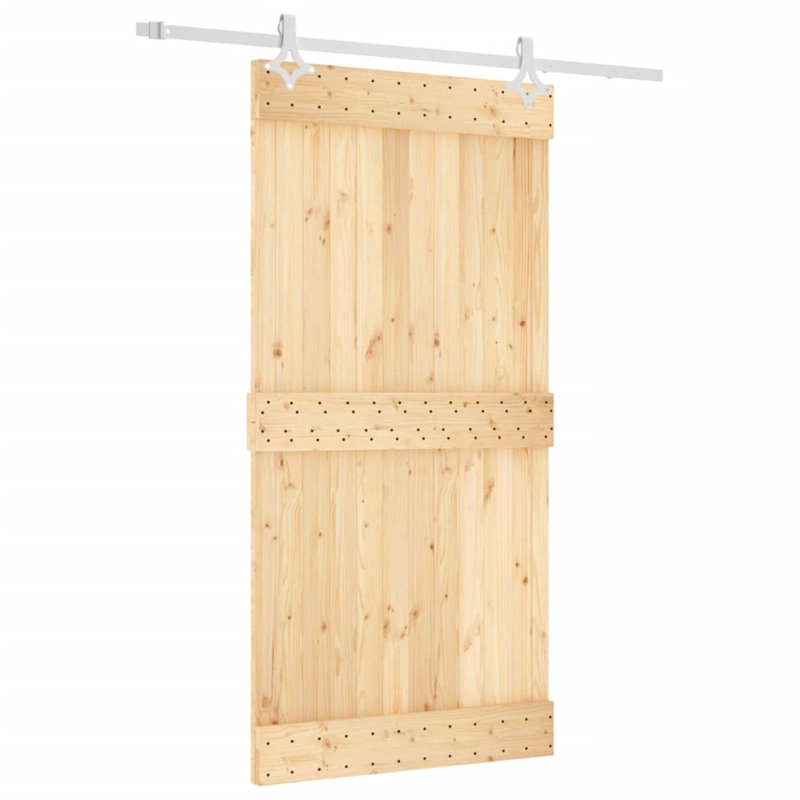 Porte coulissante avec quincaillerie Vidaxl, 39,4 po x 82,7 po, Blanc/naturel