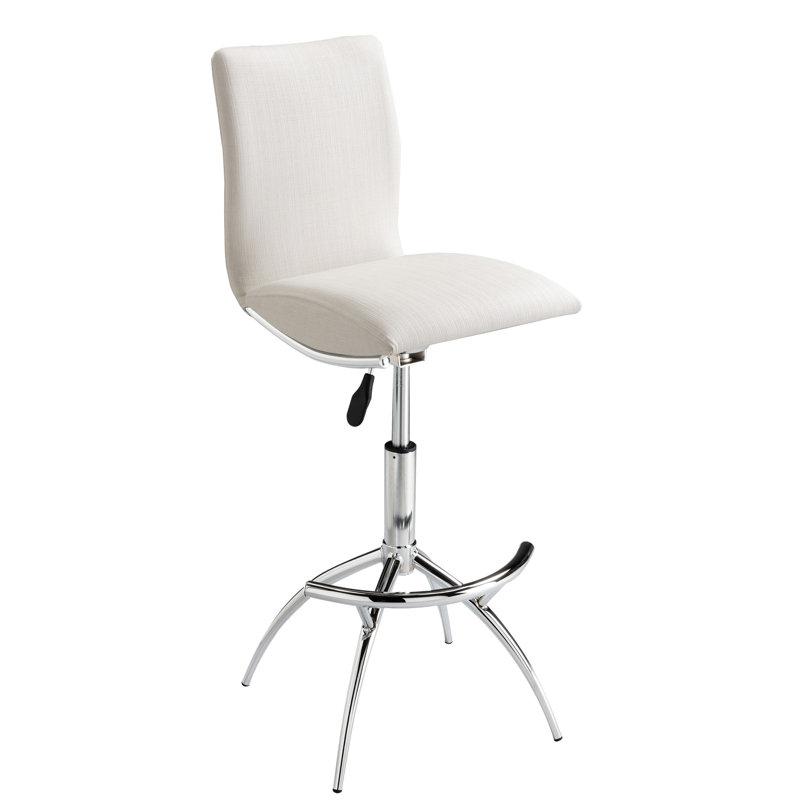 Chaises de bar pivotantes 2 modernes, cuir texturé blanc doux, support en métal, hauteur de siège réglable, tabourets contemporains 2 pièces à haute densité de mousse, structure texturée, nettoyage facile
