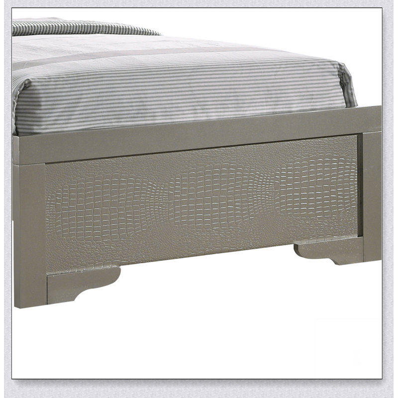 Elegant Silver Twin Bed, Champagne