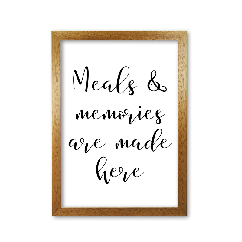 Meals And Memories - Print, 30 cm H x 21 cm W x 5 cm D, Honey Oak Frame