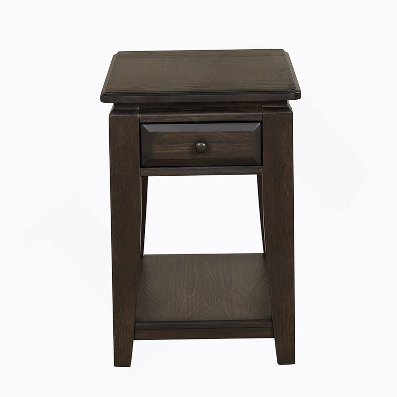 Mahogany Traditional Chairside Table W/ Storage