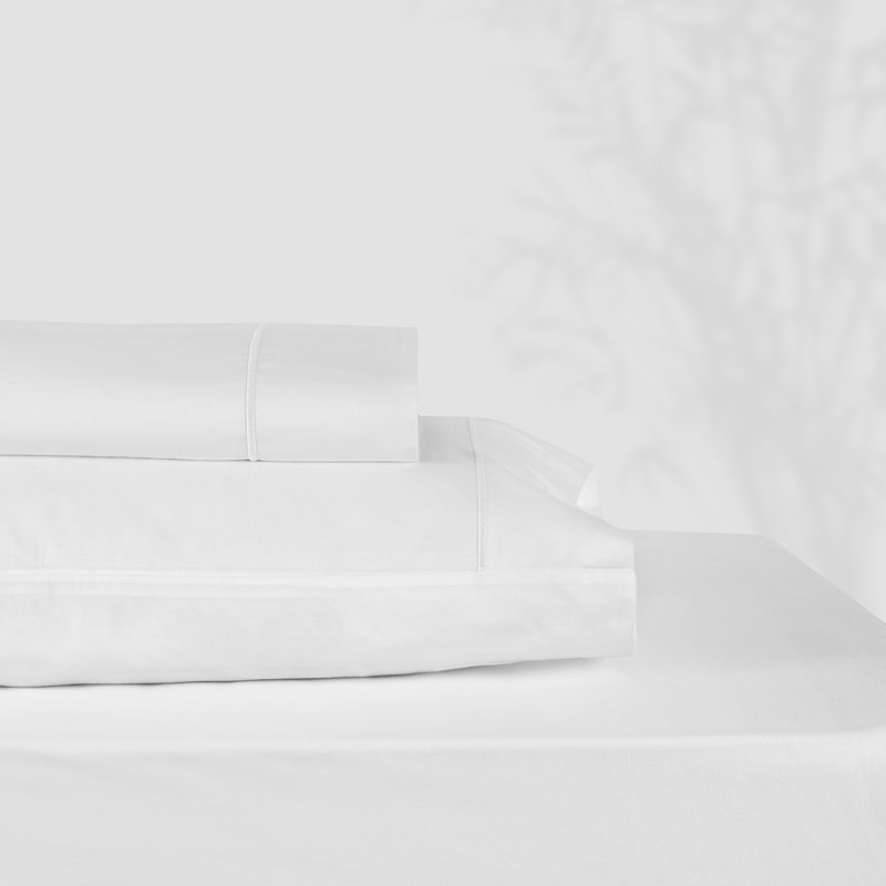 Classic Hotel 100% Cotton Percale Sheet Set, Twin, White/White