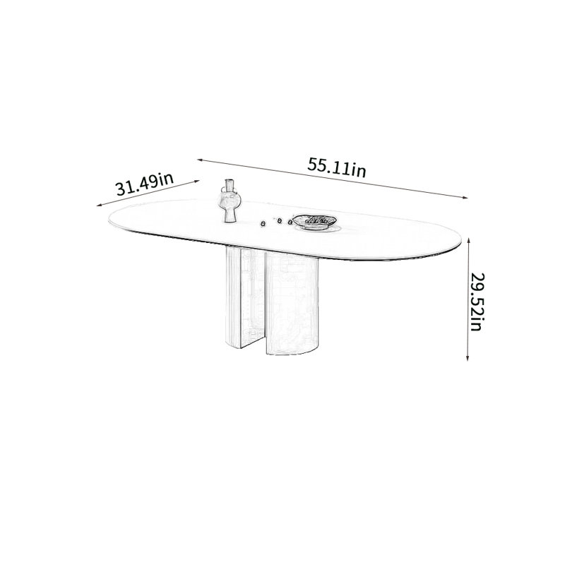 Table de salle à manger Terrevio, H 29,52 po x L 55,11 po x l 31,49 po