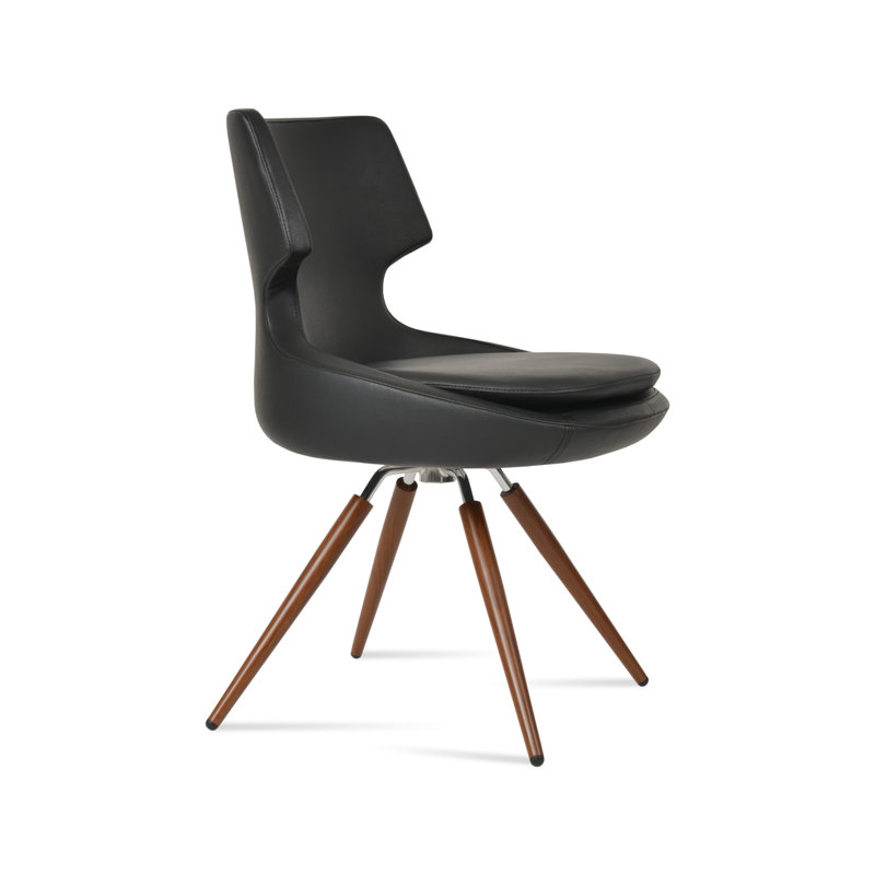 Chaise d'appoint pivotante carotte Patara, Noyer, Noir