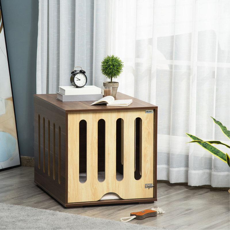 Table de bout pour cage de chien avec panneau de porte amovible PawHut Furniture