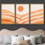 " Vibrant Pastel Orange Sun Landscape Abstract Nature Modern Art Decor Panorama Multicolor " 3 - Pieces-98697620-98697621