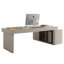 Bureau moderne en L de luxe moderne, plateau en pierre frittée polie, armoire de rangement multifonctionnelle, détails en cuir beige-1308071842-1308071843