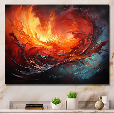 Abstrait symphonie de tempête de feu rouge - Collages abstraits, décoration murale