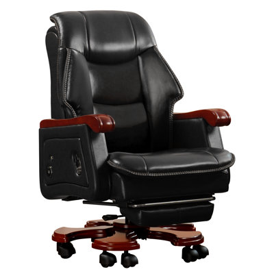 Kinnls Jones Executive Office Chair with Massage Ventilation and Heating, Genuine Leather Luxury Managerial Executive Home Desk Chairs Big and Tall Re by Kinnls