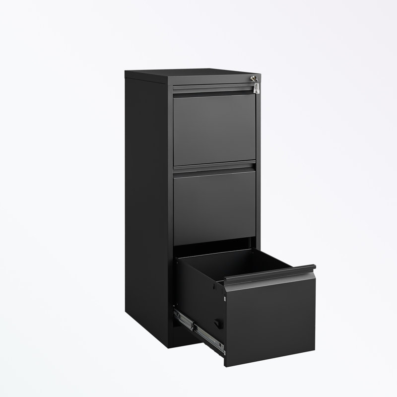 Metal frame File Cabinet with 3 Drawers, Black