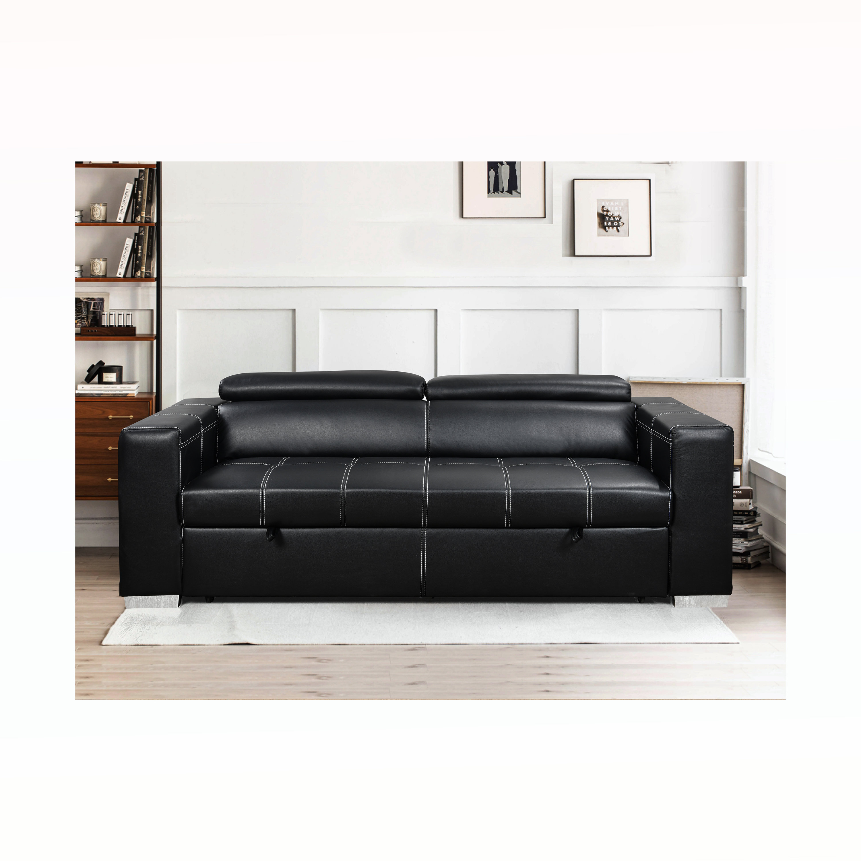 Hokku Designs 88 Inch Convertible Sofa Couch with Pull Out Bed, Modern ...