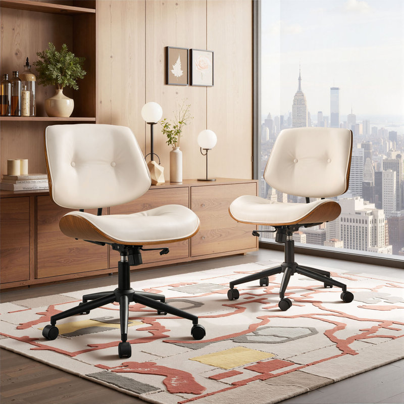 Albaugh Ergonomic Office Chair Swivel Task Chair with Adjustable Gas Lift, White