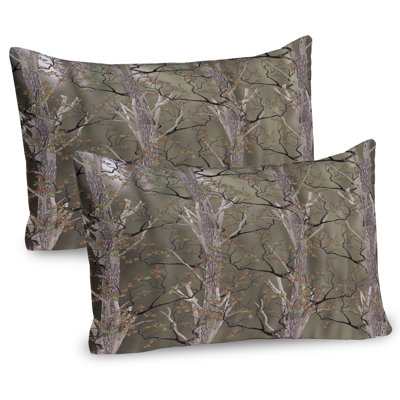 Ambesonne Woodland Pillow Sham 2 Pack Fall Forest Twig Branches Sepia and Pale Brown -  pil-2_7650_30x20