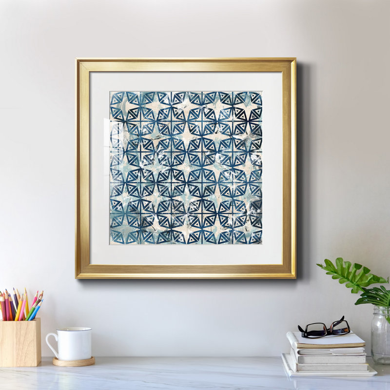 «Tile-Dye IV», reproduction encadrée de qualité supérieure - prête à être suspendue, H 30,5 po x l 30,5 po x P 1,5 po, Blanc