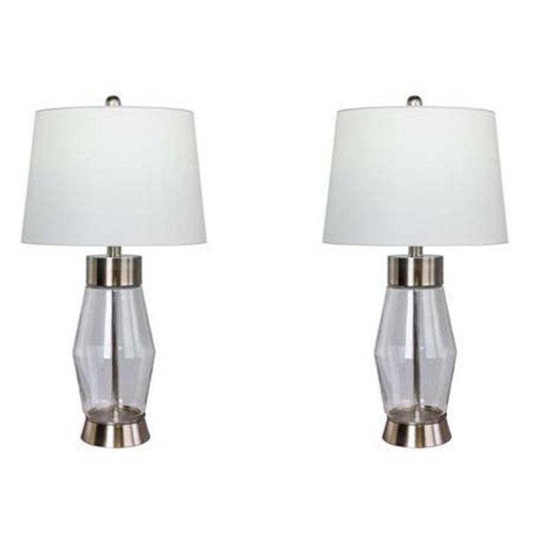 Riverdale Metal Table Lamp, Brushed Steel, White