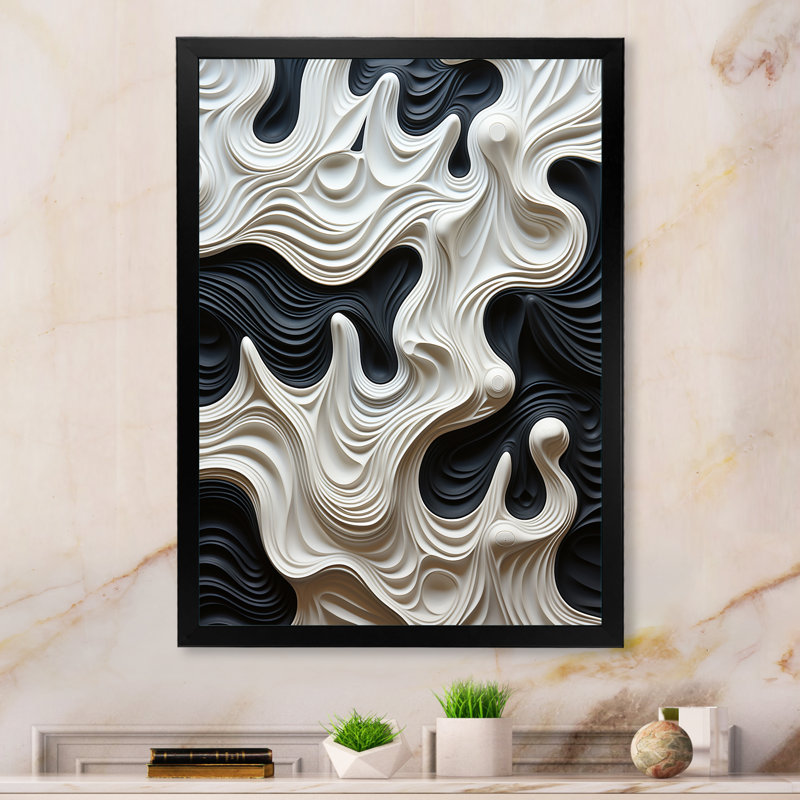 Décoration murale noir et blanc Opt Art, H 20 po x l 12 po, Impression encadrée, Noir