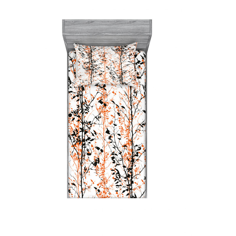 Microfiber Floral Sheet Set, Twin Sheet Set with Fitted Sheet