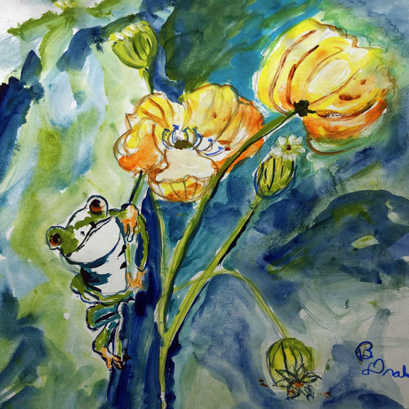 Coussin intérieur / extérieur Frog & Flower