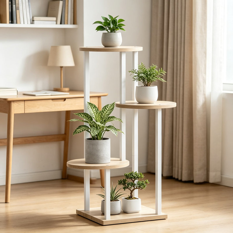 Support à plantes en métal et en métal pour l'intérieur et l'extérieur, Blanc