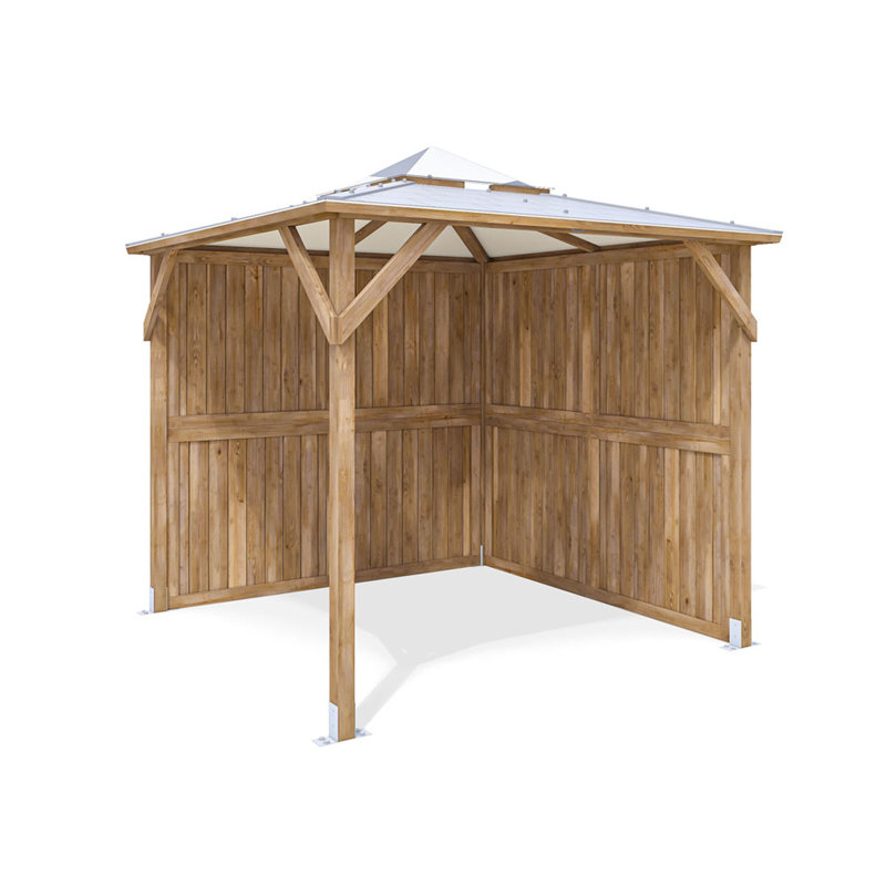 Dunster House Wooden Gazebo 2.5m x 2.5m Erin Half Height Solid Wall Half Louvre