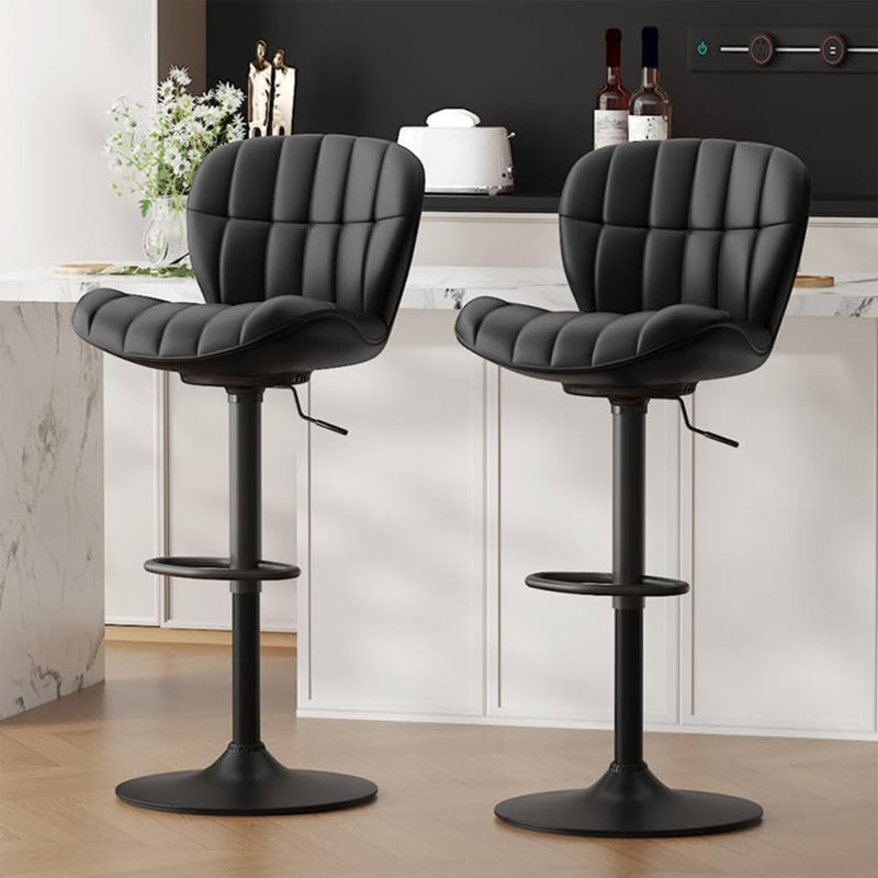 Tabouret de bar pivotant et réglable, Noir, 3