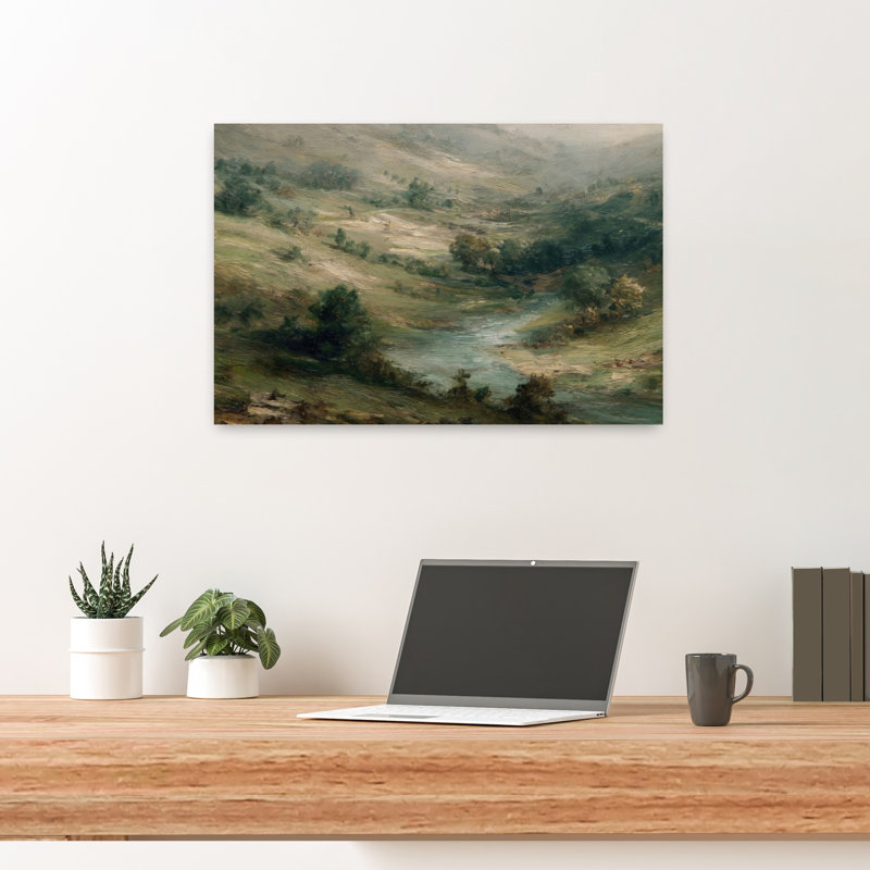«Down Mountain River», reproduction d'art contemporain abstraite, 16" H x 24" W