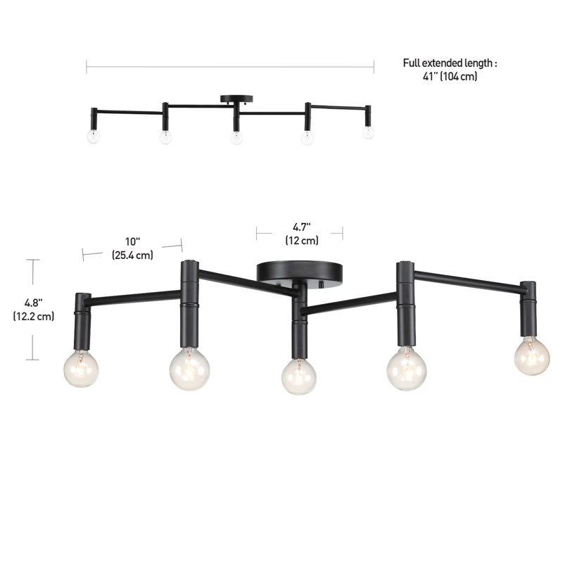 Tempo Matte Black Foldable 41'' 5-Light Track Lighting Kit