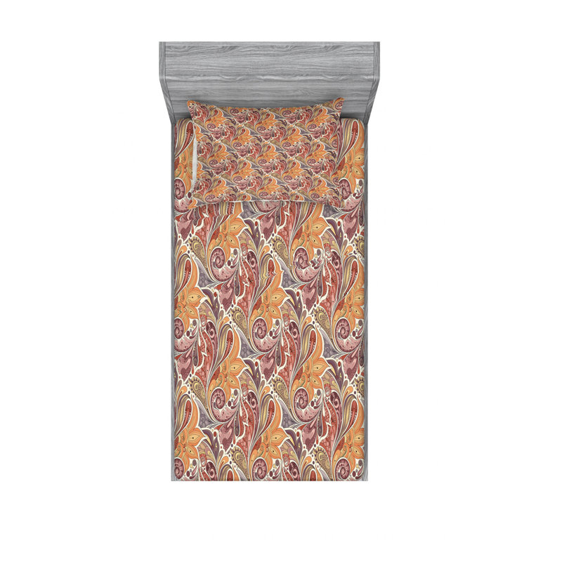 Ensemble de draps feuille persan, Ensemble de draps pour lit simple avec drap-housse