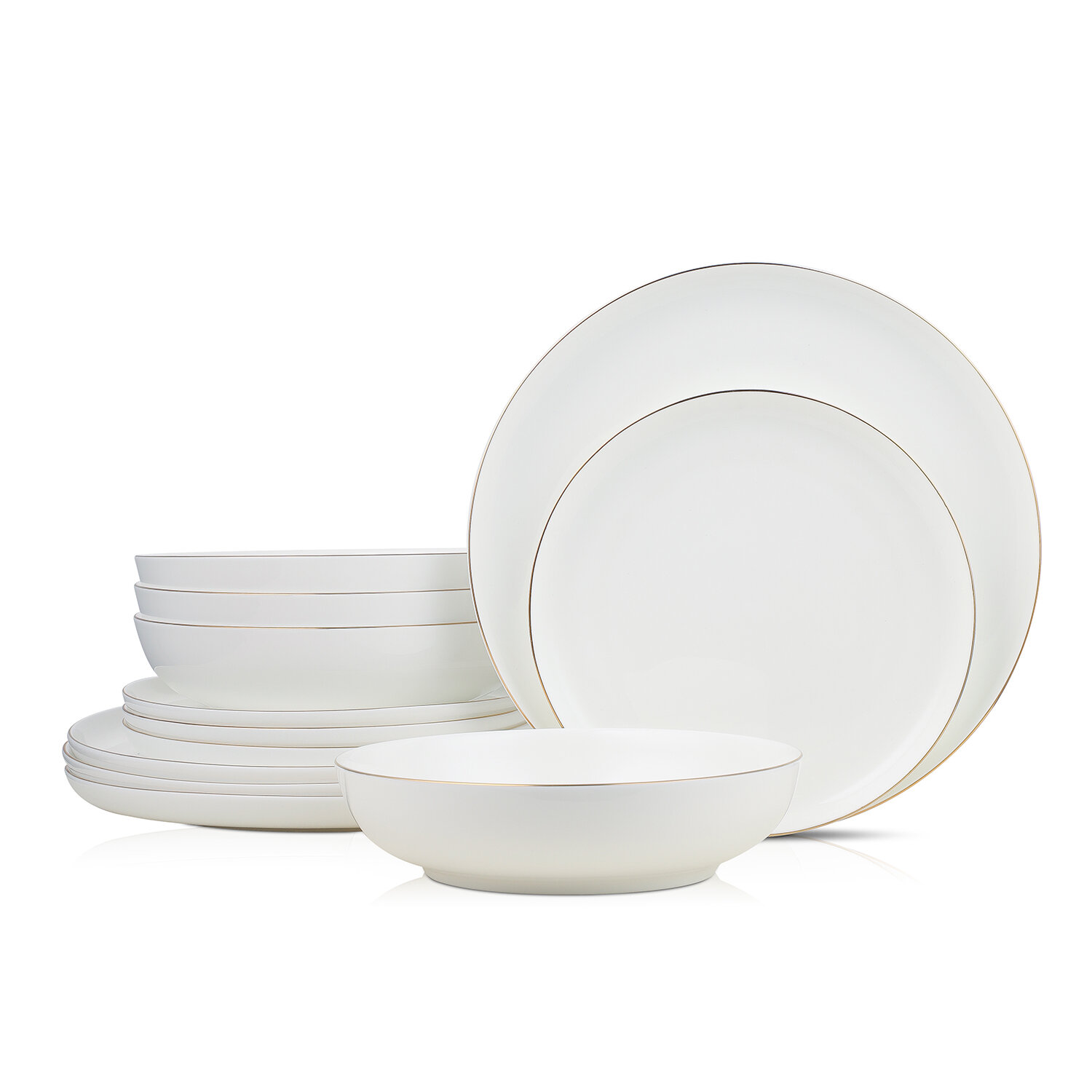 Stone Lain Sophie 16-Piece Dinnerware Set Stoneware, Service for 4, White and Black