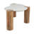 Coffee Table Marble and Wood Curved Top and Cylindrical Legs, Living Room Table - 42" Brown