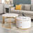 Modern 2 Pieces Round Nesting Coffee Table With 2 Drawers And Electroplated Gold Legs