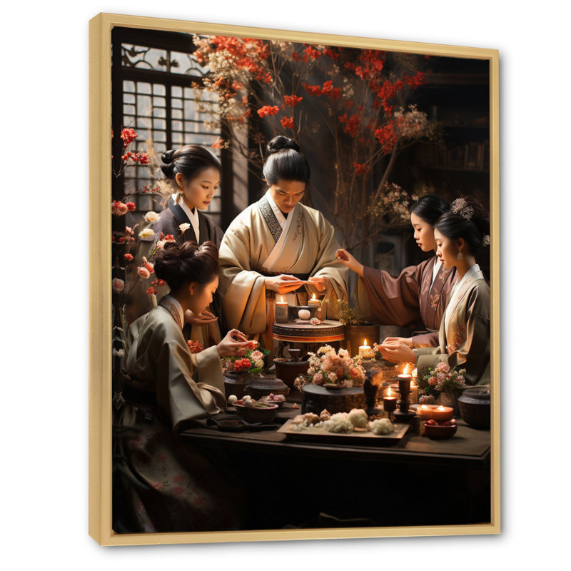 Carinna Asian Art Harmony In Tea IV, reproduction d'art sur toile, H 44 po x l 34 po x P 1,5 po, Cadre flottant brun