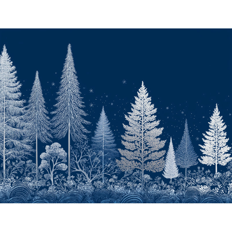 «Frosted Evergreen Silhouettes», art mural sur toile tendue, H 30 po x l 40 po