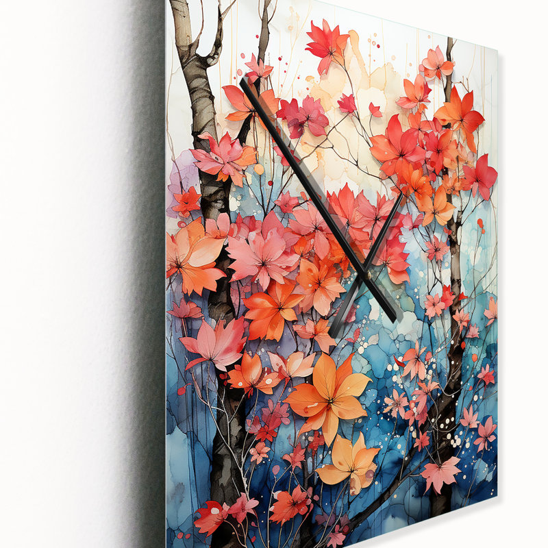 Sérénade Peach Maple Trees - Horloges murales florales, Grand