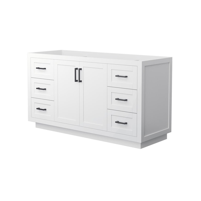 Base de meuble-lavabo simple autoportante 59,25 po Miranda, Blanc / noir mat