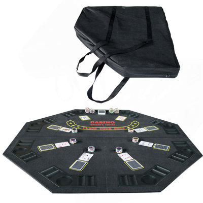 INO Design 48" Folding Poker Tabletop For 8-Player Texas Holdem Octagon Casino Game Portable Layout Mat