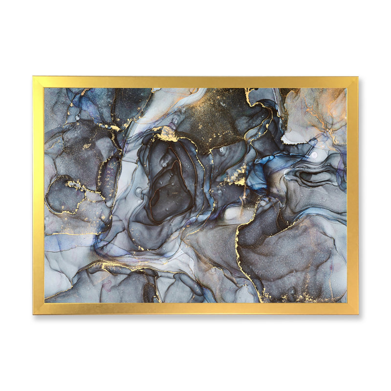 Art or noir infusé noir II - reproduction sur toile, H 12 po x l 20 po, Cadre doré
