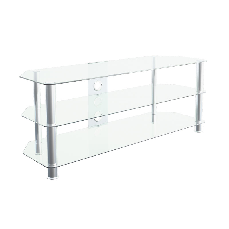 Byrge TV Stand for TVs , 50cm H x 125cm W x 42cm D, Chrome/Clear Glass