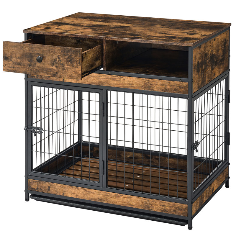 Cage pour chien rustique à deux portes - l 31,5 po x l 22,43 po x H 31,42 po