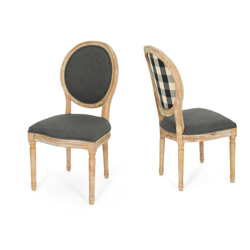 Saratoga 19.25'' H Upholstered Side Chair, Black Checkerboard/Dark Gray, Wood