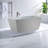 Simple White Rectangular Artificial Stone Bathtub 59'' W 21.8'' H Frameless Offset Curved Tub & Shower Kit