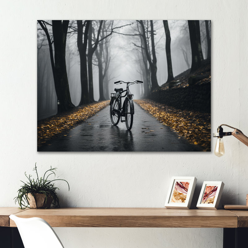 Bicyclette pédalant dans le - Impression sans cadre sur métal, H 12 po x l 20 po x P 1 po