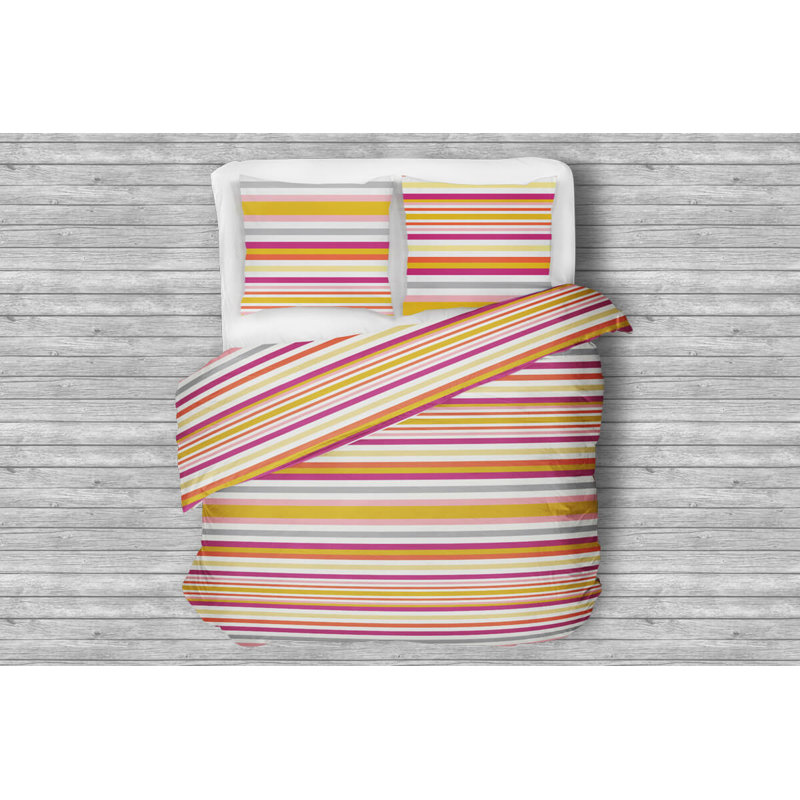 Striped Duvet Cover Set with Pillowcases, 160 x 200 cm - 2 Pillowcases (70 x 80 cm)