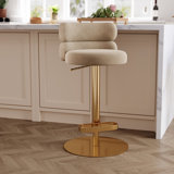 Giacamo Adjustable Height Swivel Boucle Fabric Barstool in Stainless Steel (Set of 1)