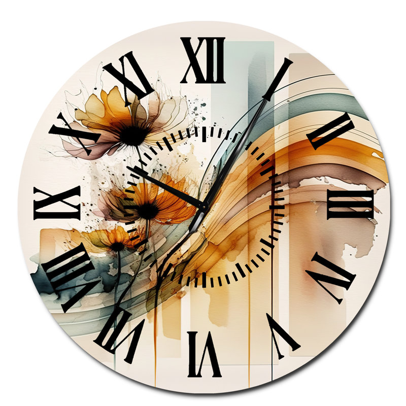 Horloge murale orange marguerite orange hyperréaliste II, Surdimensionné