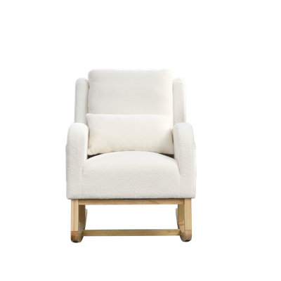 Welike 27.5 "W Modern Accent High Back Living Room Casual Armchair Rocker with One Lumbar Pillow, Two Side Pockets,Teddy White by Isabelle & Max