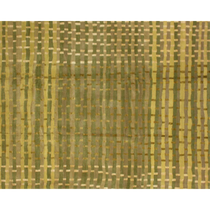 Rag Striped Area Rug in Beige/Green/Gray, Rectangle 3' x 5'