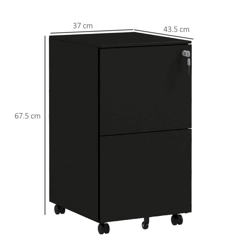Aldrin 2 Drawer Filing Cabinet, Black