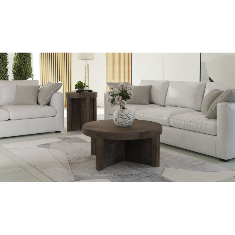 Table de bout en bois massif Josiane, Noyer