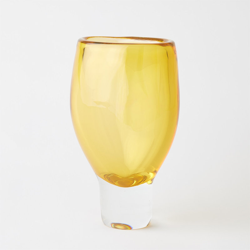 Vase-Amber-Lg, 15" H x 8.5" W x 5" D